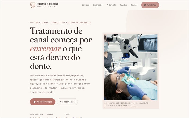 Site da Odonto Utrini, destino da campanha de busca